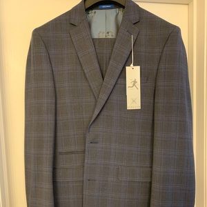 40L 35W 32L Vince Camuto blue windowpane suit